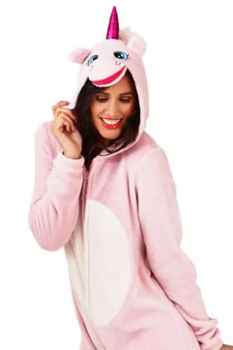 Womens Unicorn Jumpsuit Ladies Pyjamas 3D Ears Horn & Tail All In One Sleepsuit