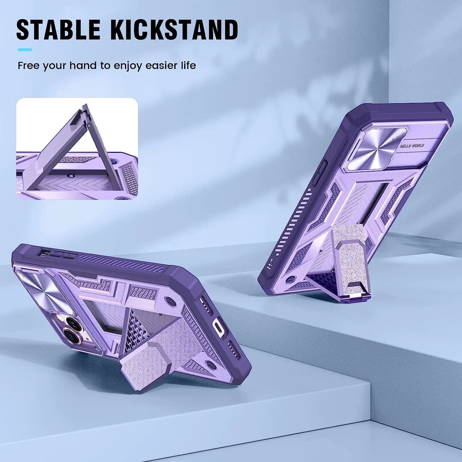 Shockproof Rugged Case For iPhone 14 Plus 6.7" Purple slide Camera Cover Kicksta
