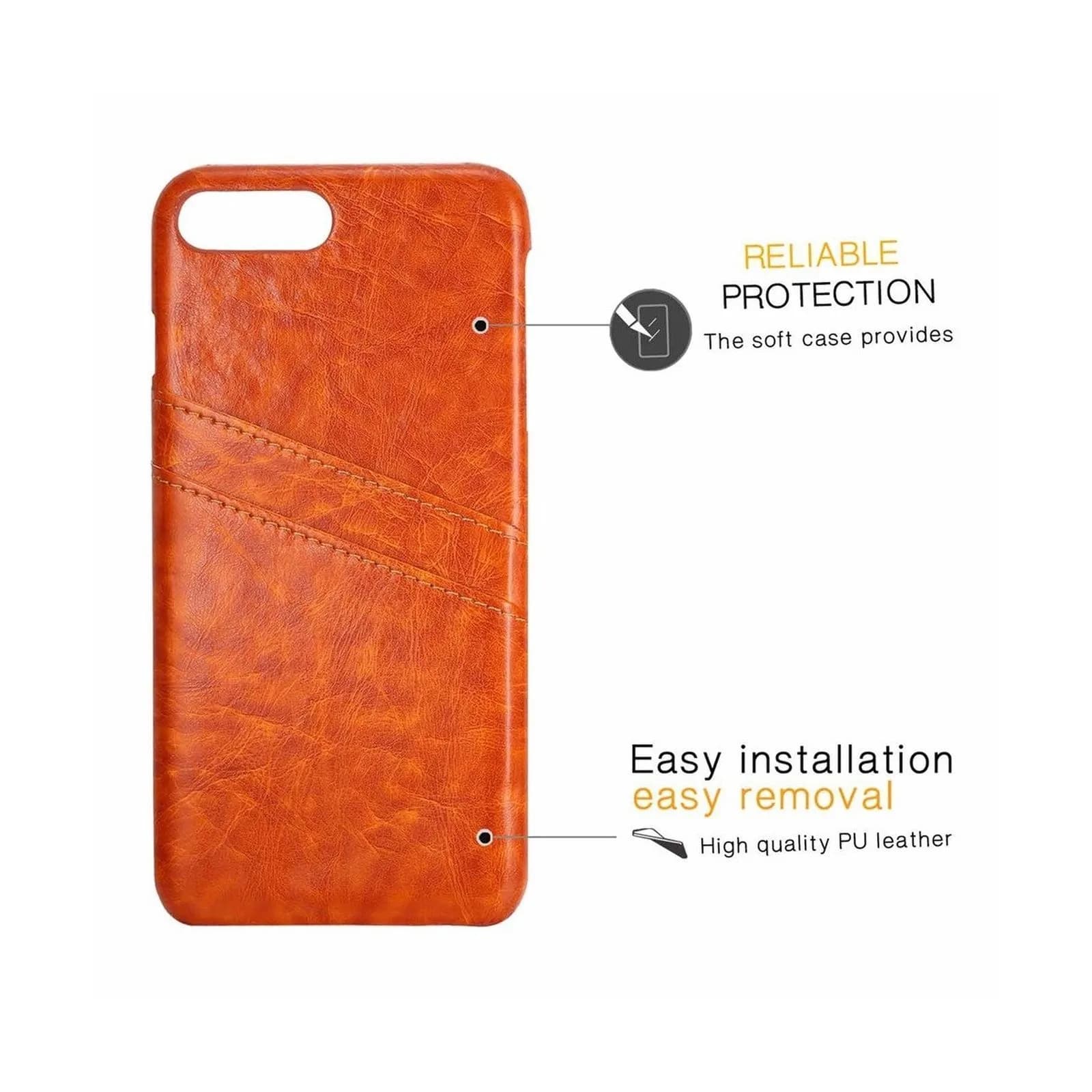 New Cover Case for iPhone 7 or 8 Plus, Bandmax Fashion Comfortable Leather Tan