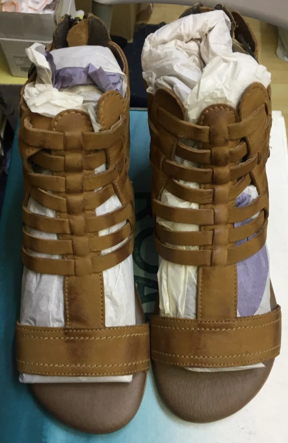NEW Roan Bed Stu BEE BOSCO Leather Gladiator Cage Sandals Shoes UK 3.5 BROWN