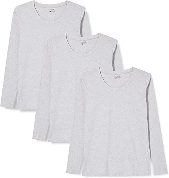 Berydale Ladies Long Sleeved Shirt, 100% Cotton, Crew Neck Grey 2XL