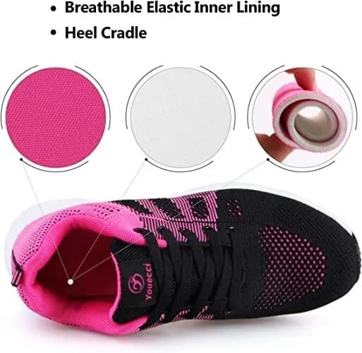 Youecci Women Lightweight Walking Shoes Ladies Lace Up Sneakers Running Trainer