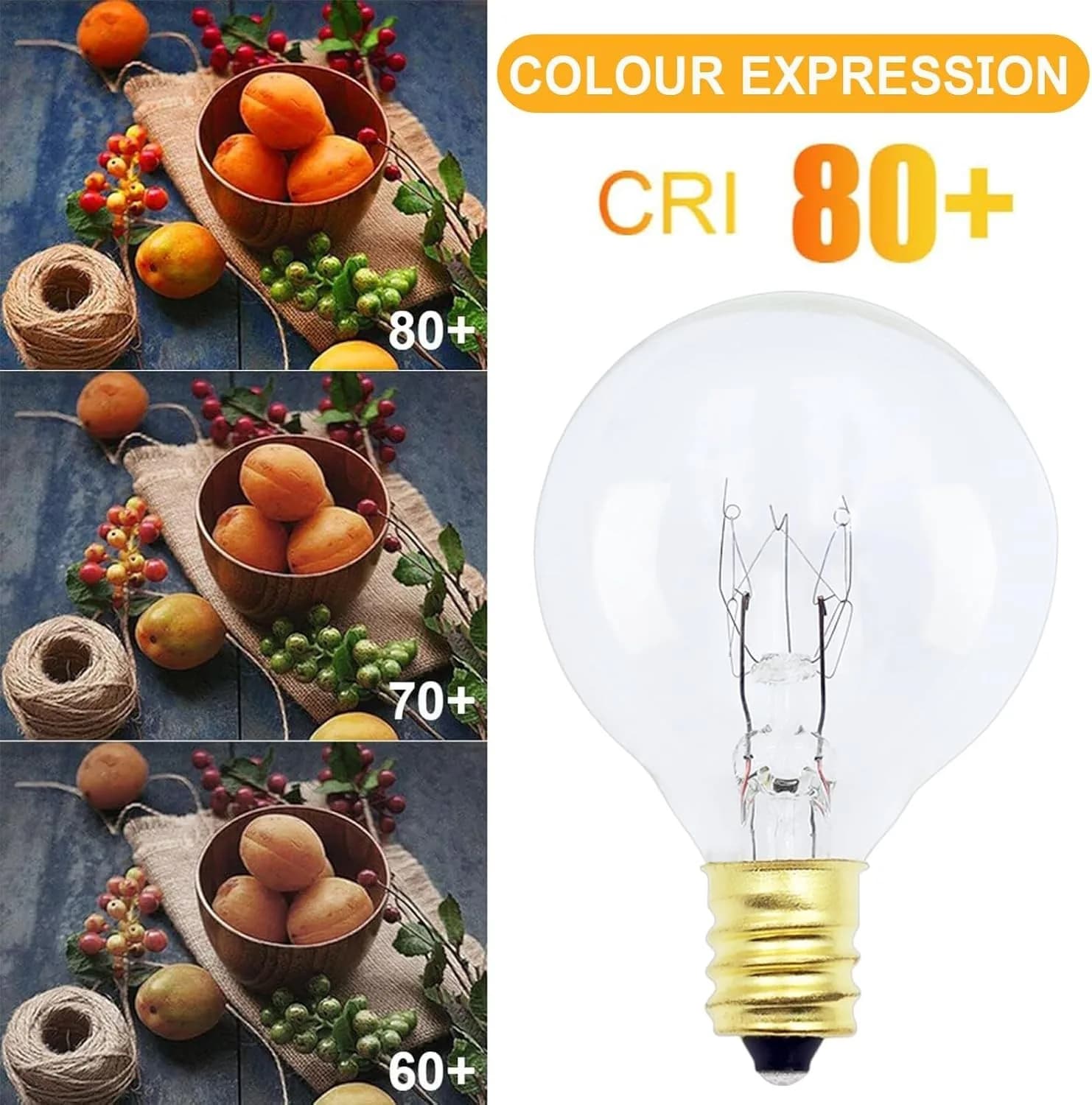 25-Pack G40 Replacement Bulbs, 7W G40 Globe Bulbs E12 Outdoor String Lights 230V