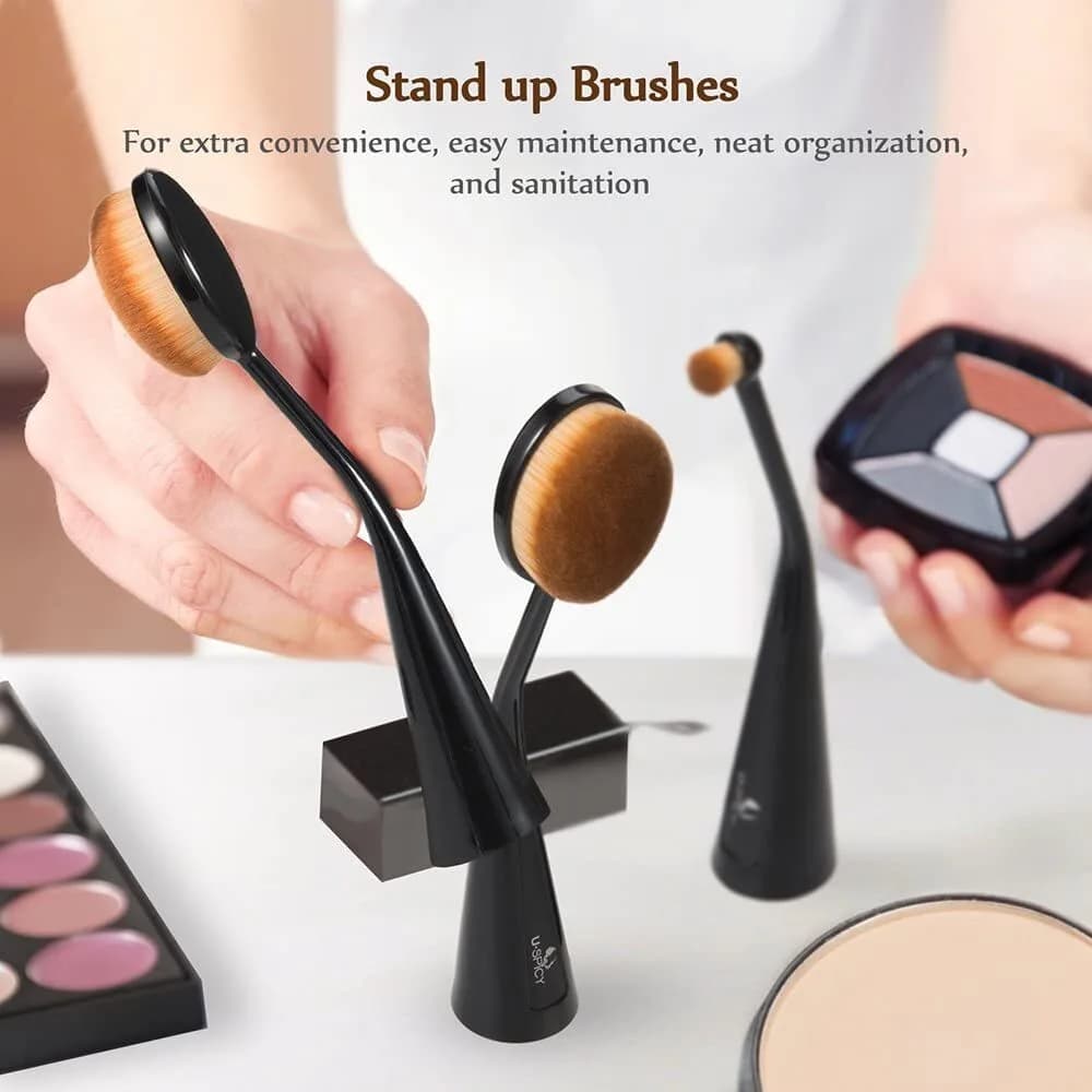 Oval Makeup Brush Set, USpicy Standable Professional Makeup Brushes 5pcs