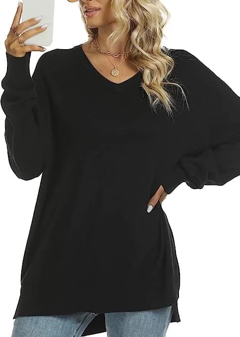 SPIEZ Merino Wool Women's v neck Sweater Cable Knit Pullover Sweater L