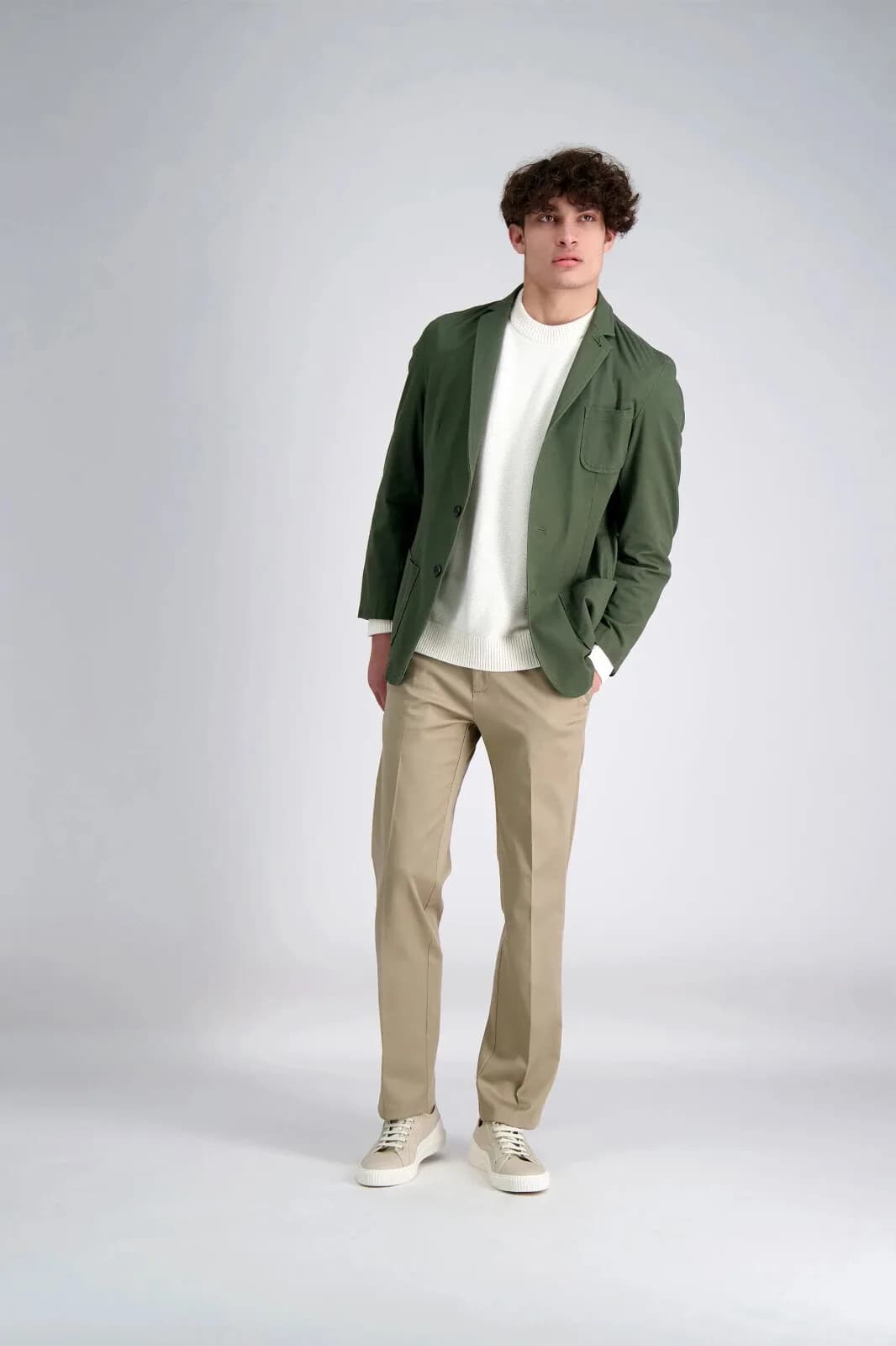 HAGGAR Straight Fit Flat Front Flex Waistband NO IRON Khaki Trousers Pants 38W