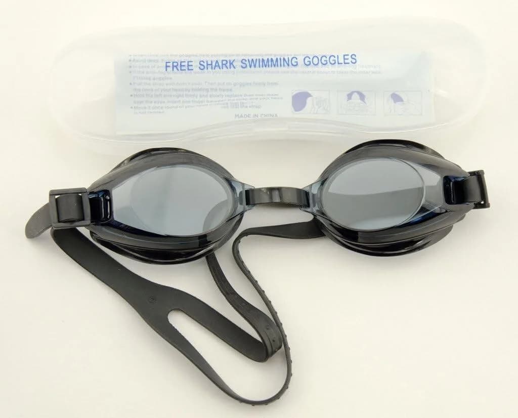 Black Swimming Goggles - Ergonomic Design with 100% U.V. Protection and Anti-Fog